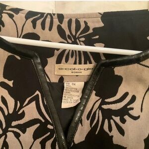 Ecologies Stunning Lined Jacket Faux Leather Trim W/pockets Tan Black EUC - 3X